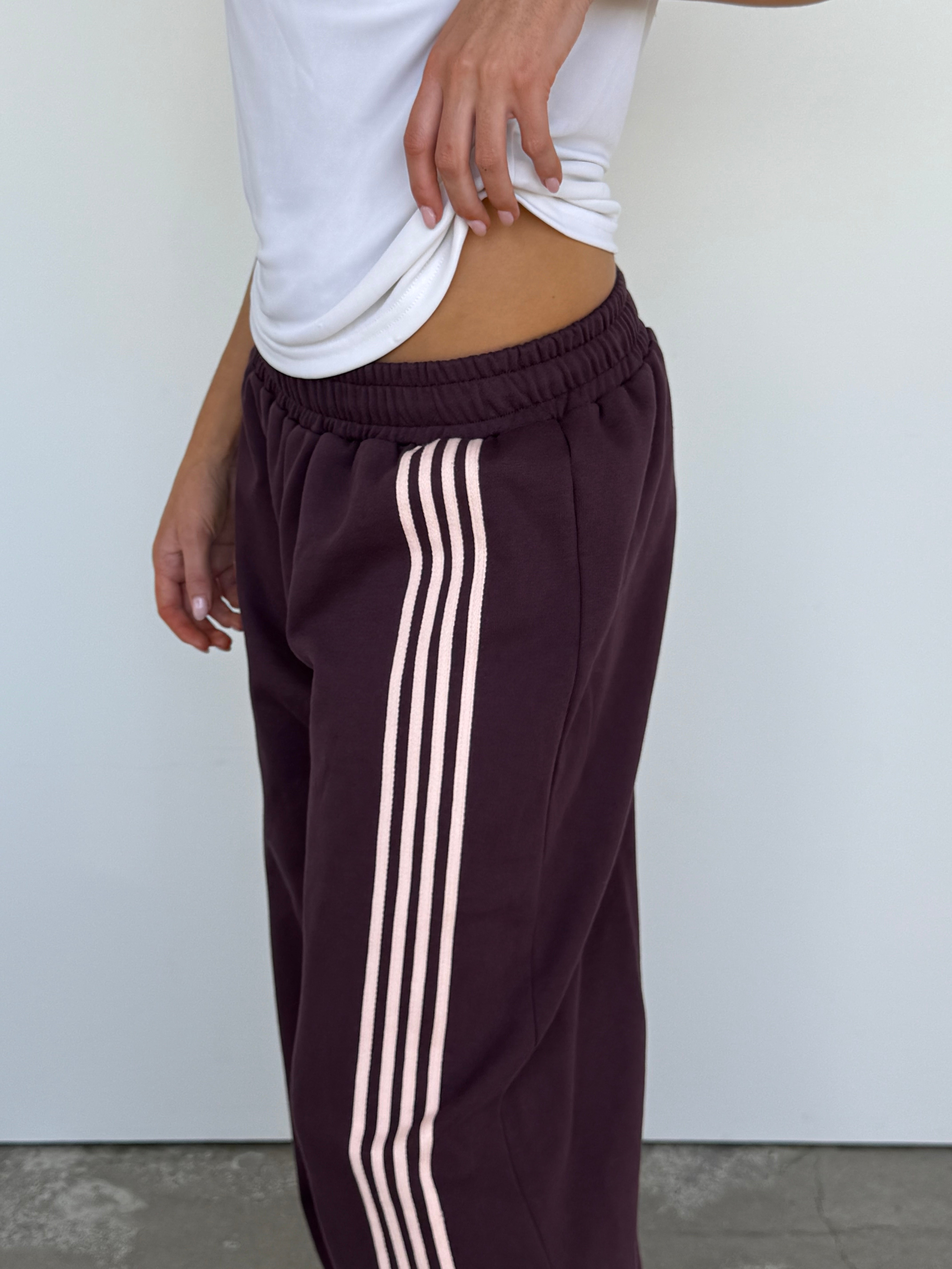 Asymmetric Stripe Track Pant -  Plum