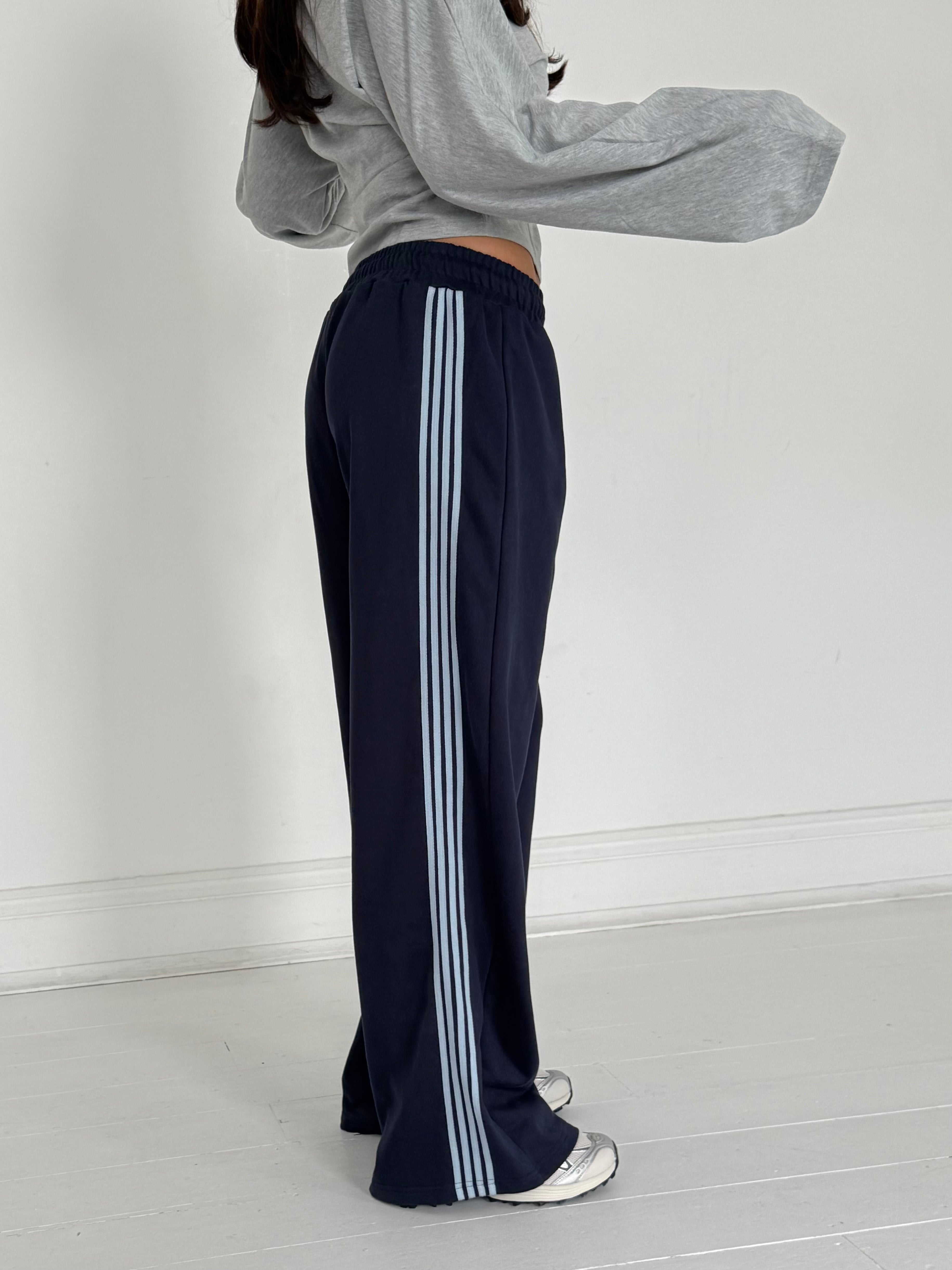 Asymmetric Stripe Track Pant - Navy