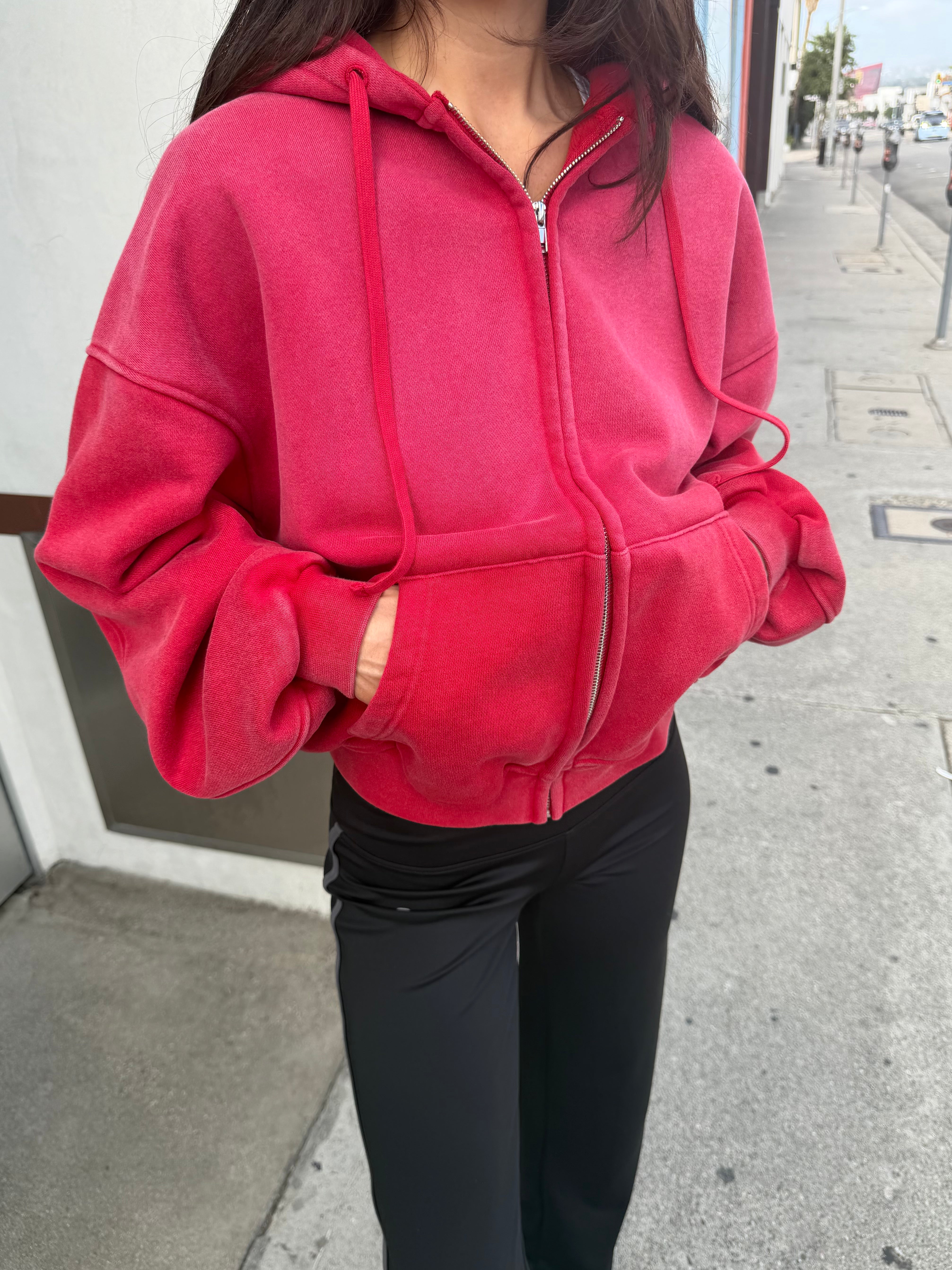Vintage Wash Hoodie - Red