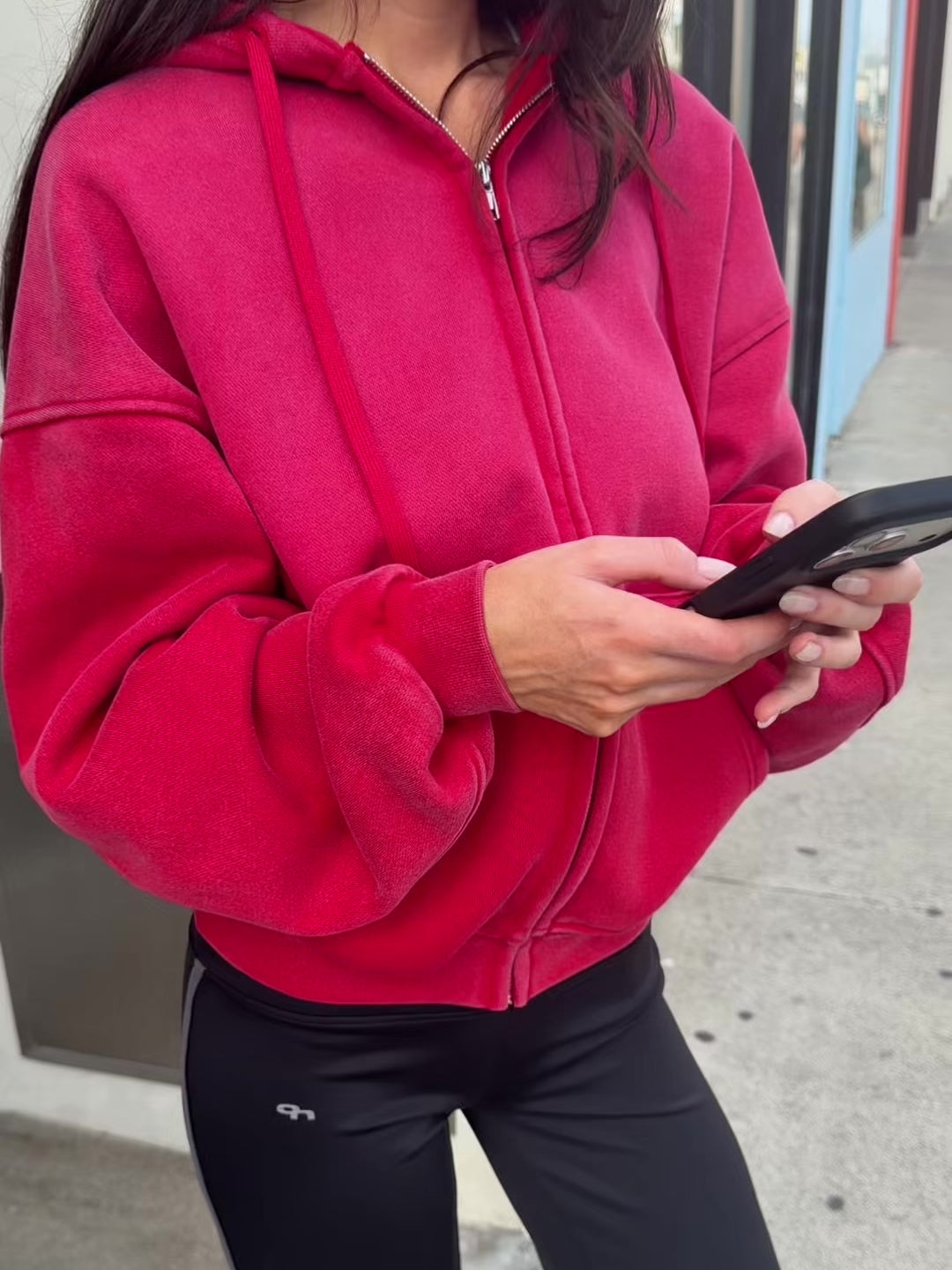 Load video: Vintage Wash Hoodie - Red
